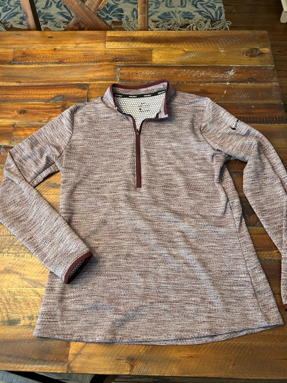 Nike Women’s Maroon Heathered Half-Zip Turtleneck Pullover